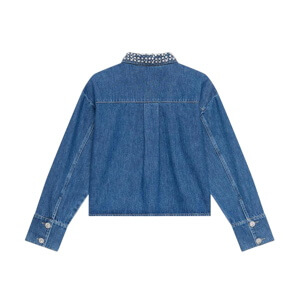 Mint Velvet Indigo Denim Embellished Collar Shirt